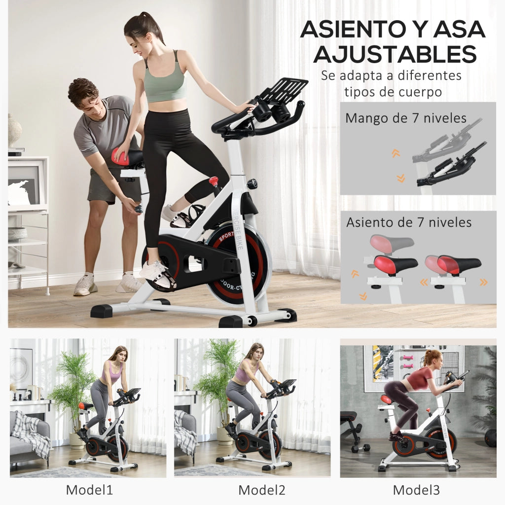 Bicicletta da Interno con Regolazione Resistenza Volano Inerziale 8 kg Schermo LCD Manubrio e Sella Regolabile ¨C Zephmum ¨C Bianco
