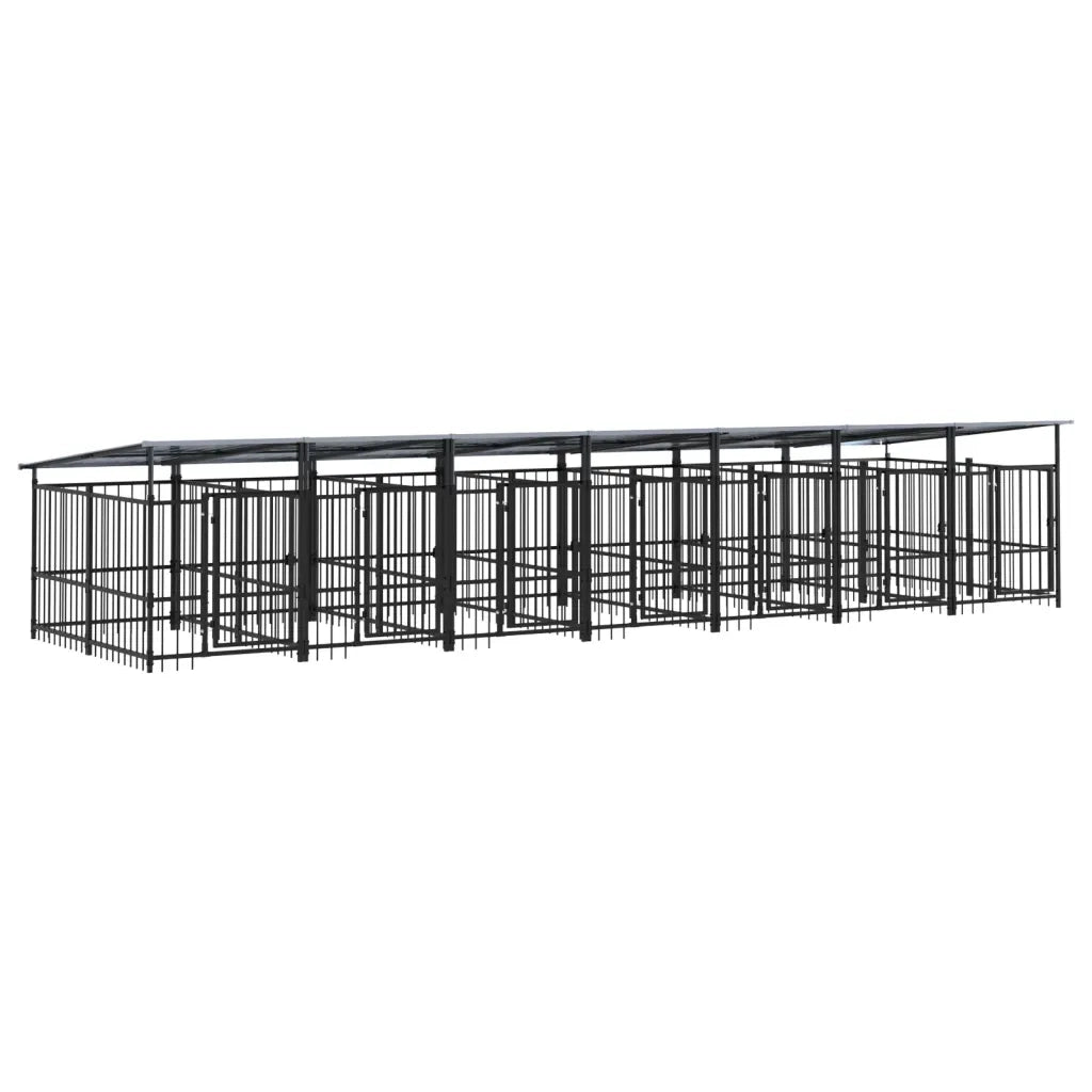 Gabbia per Cani da Esterno con Tetto in Acciaio 13,14 mÂ² cod mxl 44277