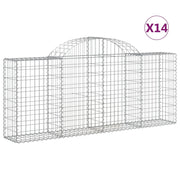 Cestini gabbioni recinzione a gabbia muro di contenimento ad arco 1 set da 4 200 x 30 x 80/100 cm ferro zincato argento 02_0040571