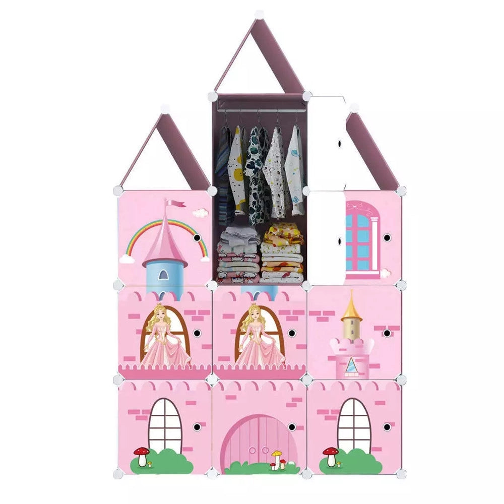 Trade Shop - Armadio Modulare Per Bambini Mobile Portaoggetti Giochi Organizer A Castello Con 10 Cubi -