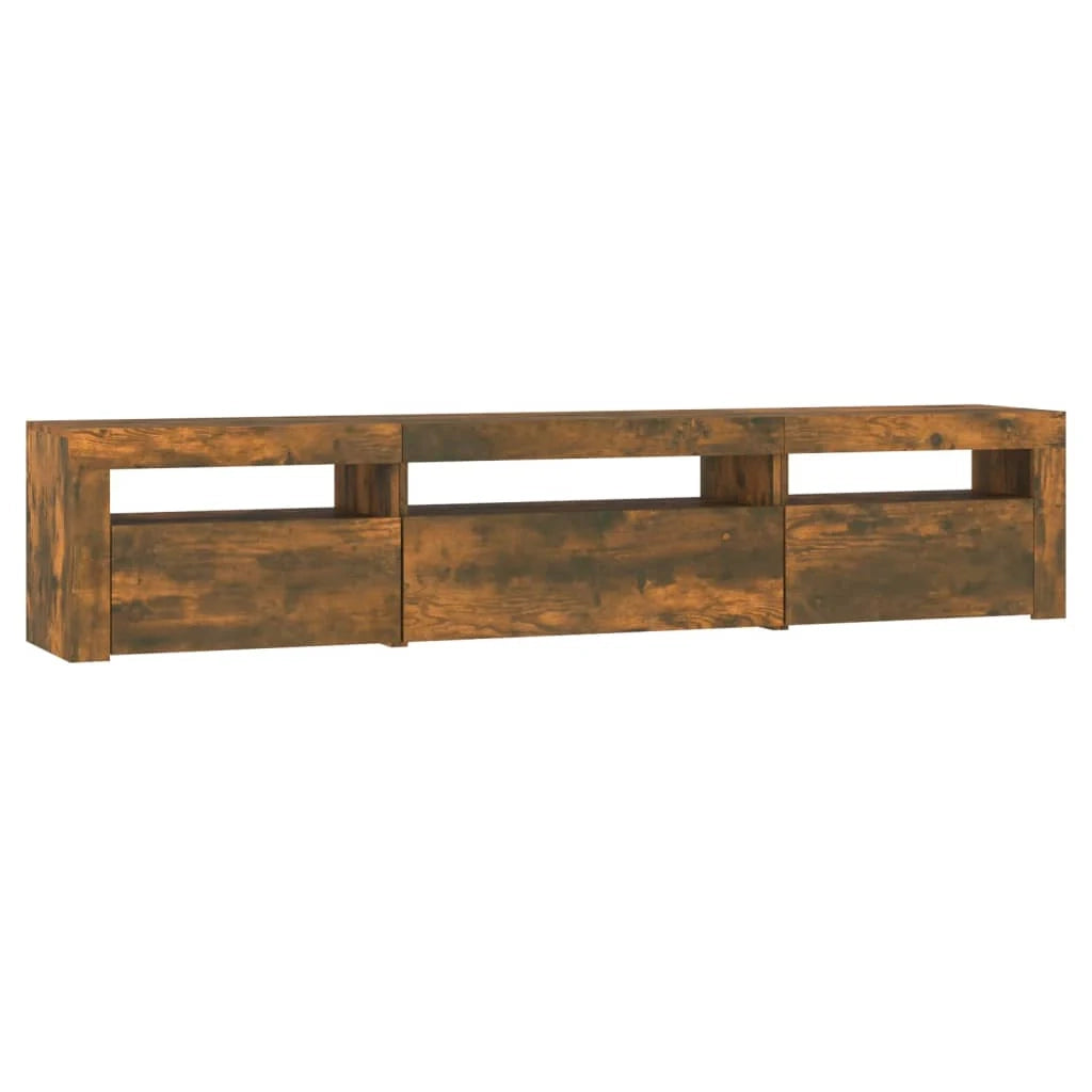 Mobile TV multimediale scaffale TV credenza mobile TV per sala da pranzo soggiorno camera da letto con luci a LED rovere affumicato 195 x 35 x 40 cm marrone 02_0026726