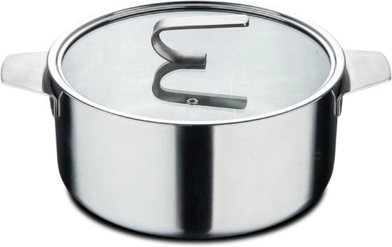 Pentola da Cottura 4,9L - Adatto a tutti i Fonti di Calore - Acciaio Inossidabile - 24 x 11 cm