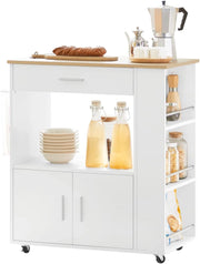 Mobile Cucina Salvaspazio Credenza Cucina Carrello Cucina con Ruote Mobiletto Cucina Dispensa Madia Cucina Mobile Cucina con Ripiani Bianco 82x46x88 cm FKW113‑WN