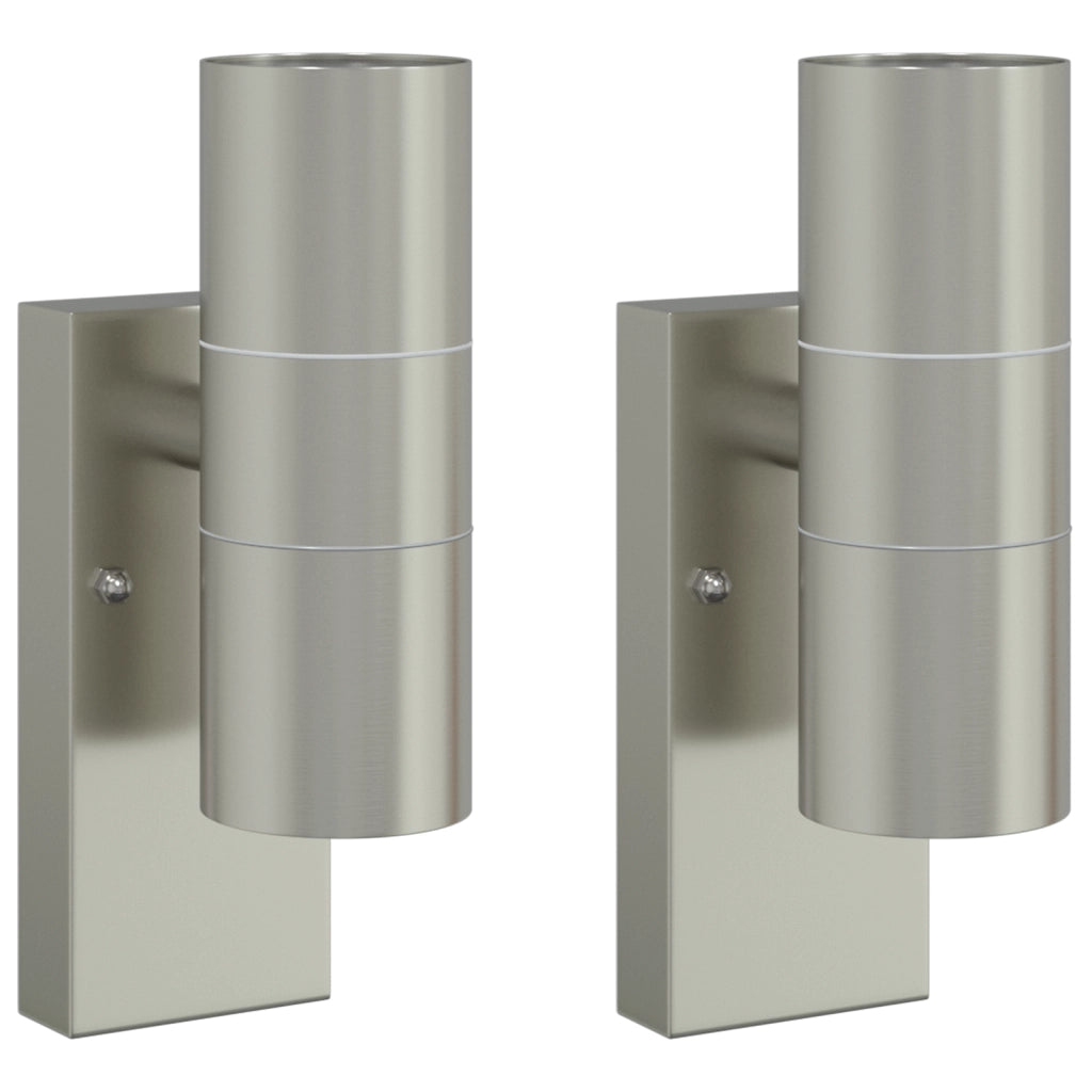 Lampade da Parete Esterne 2 pz Argento Acciaio Inossidabile IP44