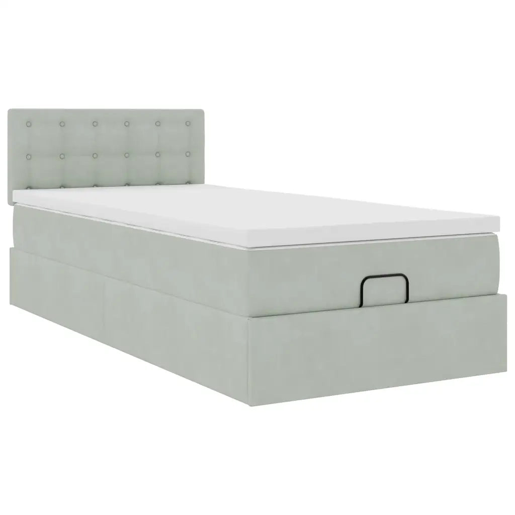 Struttura Letto Pouf con Materasso 90x200 cm in Velluto