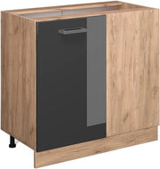 Mobile ad angolo cucina R-Line, Antracite lucido, 86 cm senza piano di lavoro, per la libera combinazione all'interno di sistemi cucina modulari