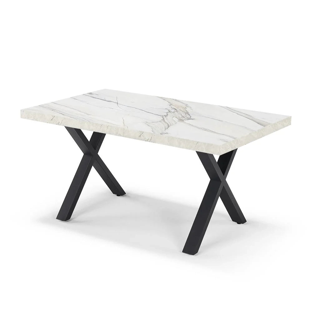 Tavolo allungabile da pranzo Marmo di Carrara 160X90 MADE IN ITALY modello PABLO fino a 260 CM per sala da pranzo, cucina e soggiorno, design moderno con top in melaminico
