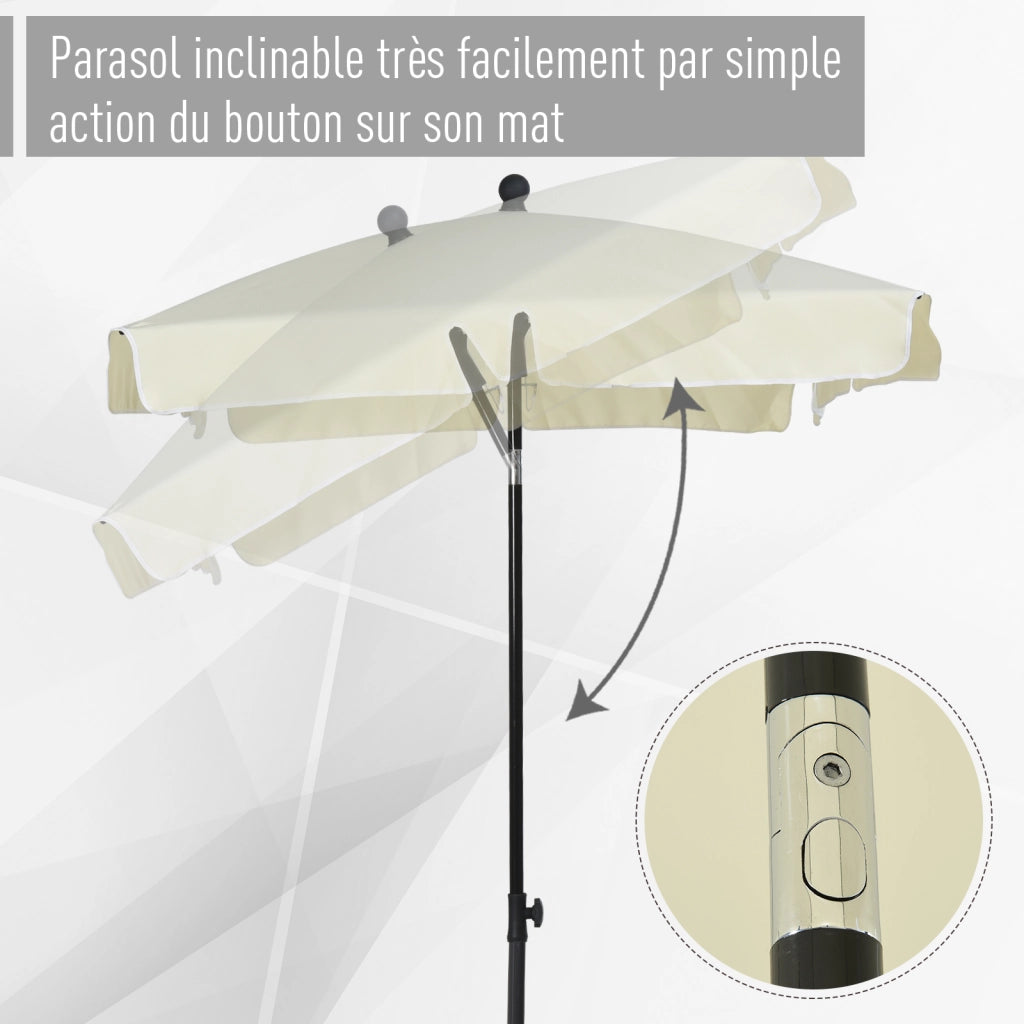 Ombrellone da giardino rettangolare orientabile ¨C zephmum ¨C 200x130 cm beige chiaro