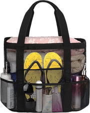 Borsa a maglia per donna - Impermeabile e sabbiosa borsa da portare con 8 tasche e 1 tasca interna con chiusura a zip - Nero, Large XL