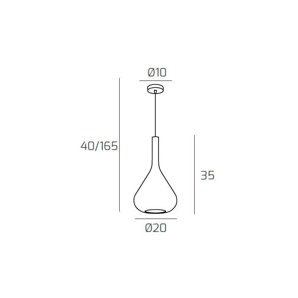 Lampadario a sospensione moderno Kona 1 luce vetro verde - Attacco E27 - Regolabile fino a 250cm d.20