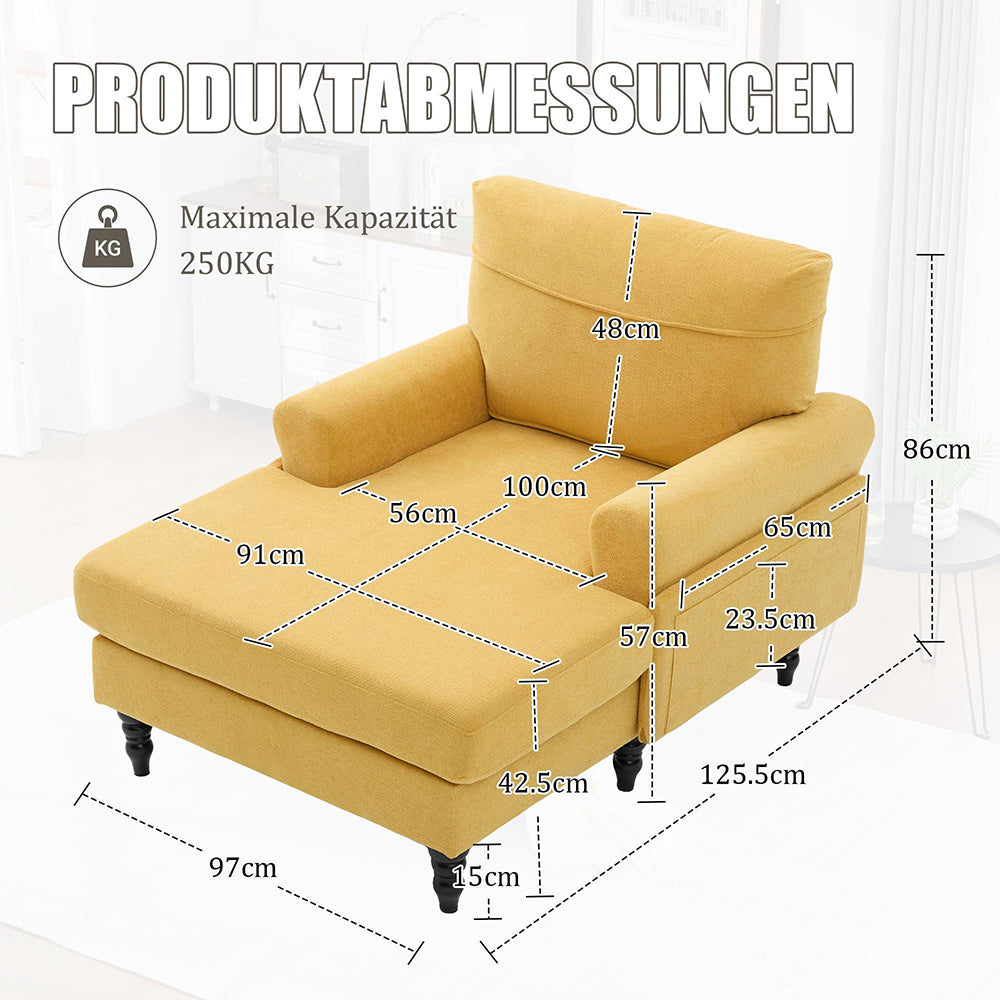 Poltrona letto moderna - Xylo - Tessuto chenille, schienale e braccioli comodi, tasche laterali