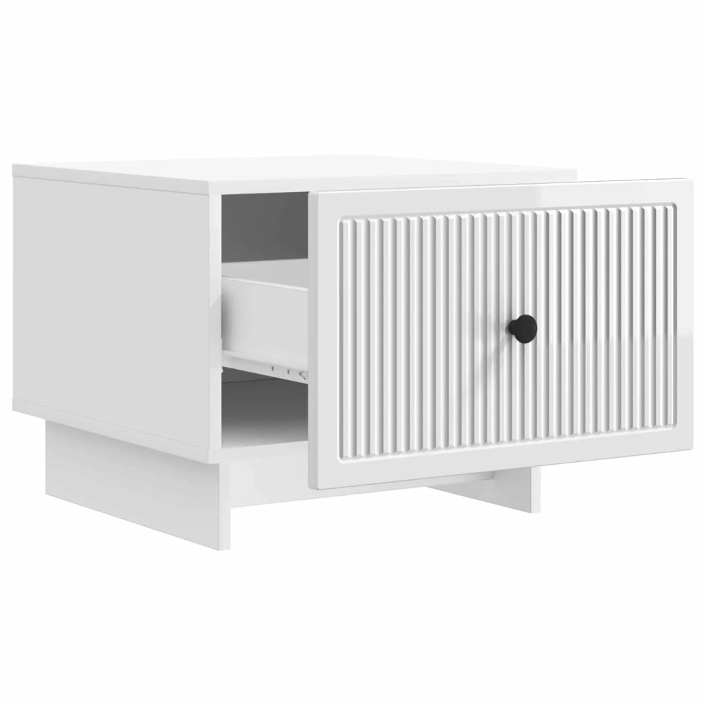 Tavolino da salotto con cassetto Bianco Lucido 49 x 50 x 40 cm 894049