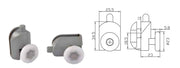 Coppia Cuscinetti Singola Ruota Attacco Inferiore Box Doccia – Nylon Grigio Ø23 mm – Foro Vetro 12 mm