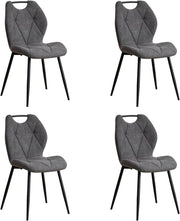 GrandCA HOME Set di 4 Sedie da Pranzo, Cucina Sedia, Imbottite e Soggiorno con Schienali in Tessuto e Gambe in Metallo con Maniglie Per Sala da Pranzo, Cucina e Soggiorno（Grigio Scuro）