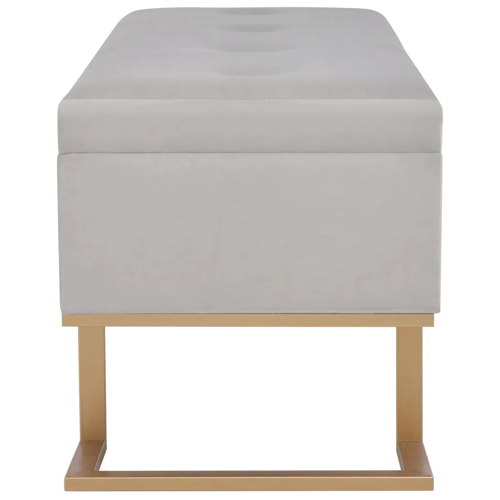 Panca con Vano Portaoggetti 105 cm Grigio in Velluto cod mxl 51785