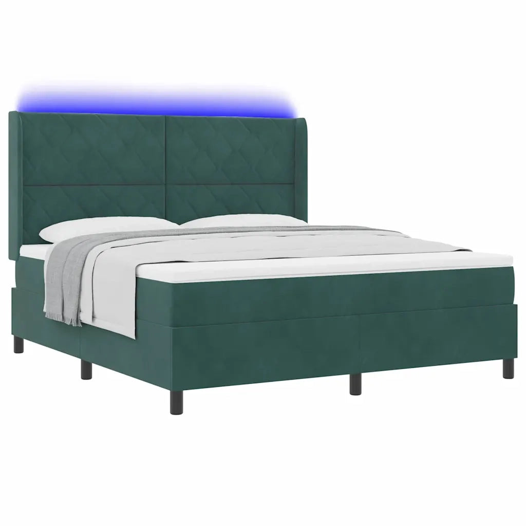 Letto con Box Springs LED e Materasso Verde Scuro 180 x 200 cm 3343937