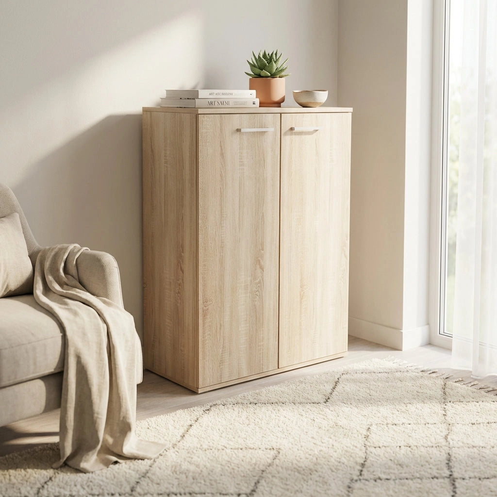 Armadietto da Bagno con 2 ante in Legno Composito cm 68x34x95 - COLBY