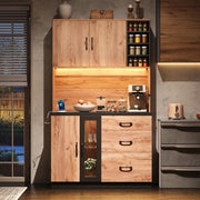 Mobile Cucina Alto con LED ¨C MINIMAL ¨C Nero, Legno, 105x40x180 cm