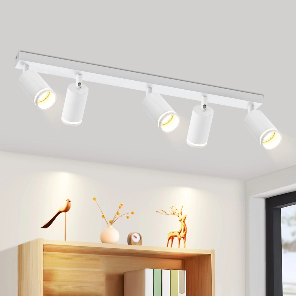 ZMH Faretto da soffitto bianchi 5 luci GU10 orientabili 355° metallo moderni per cucina soggiorno camera senza lampadina