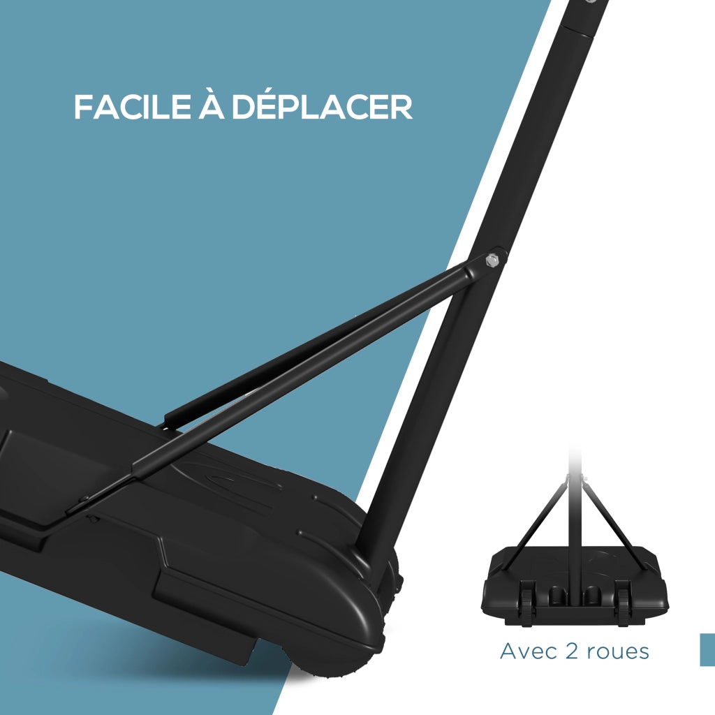 Canestro da Basket Esterno Regolabile in Altezza ¨C zephmum ¨C Nero 182-250 cm
