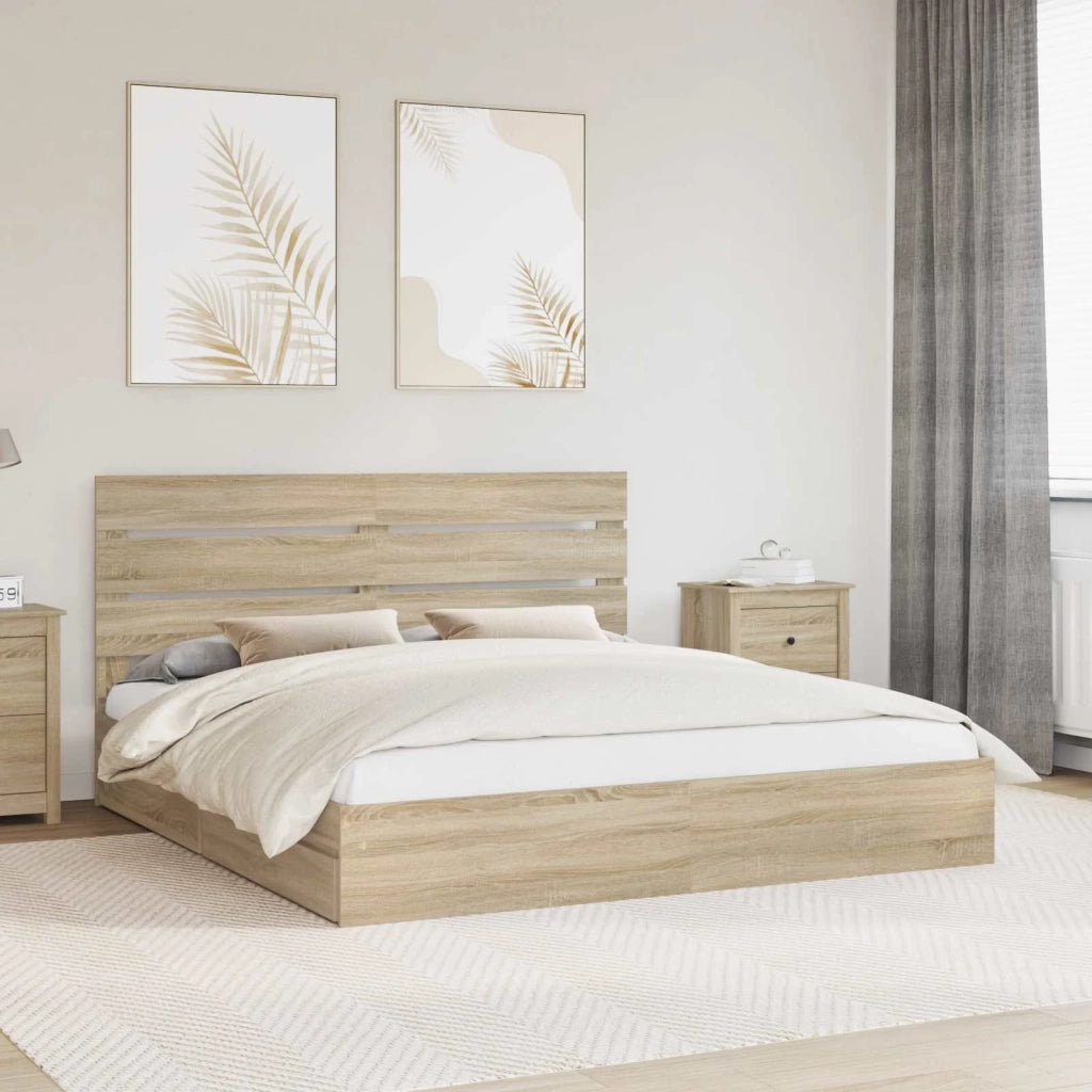 Letto con Contenitore con testiera Rovere Sonoma 180 x 200 cm