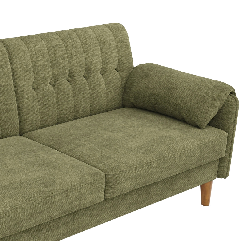 Divano 2 posti 161.5x79x83.5 cm con tasche laterali in ciniglia verde