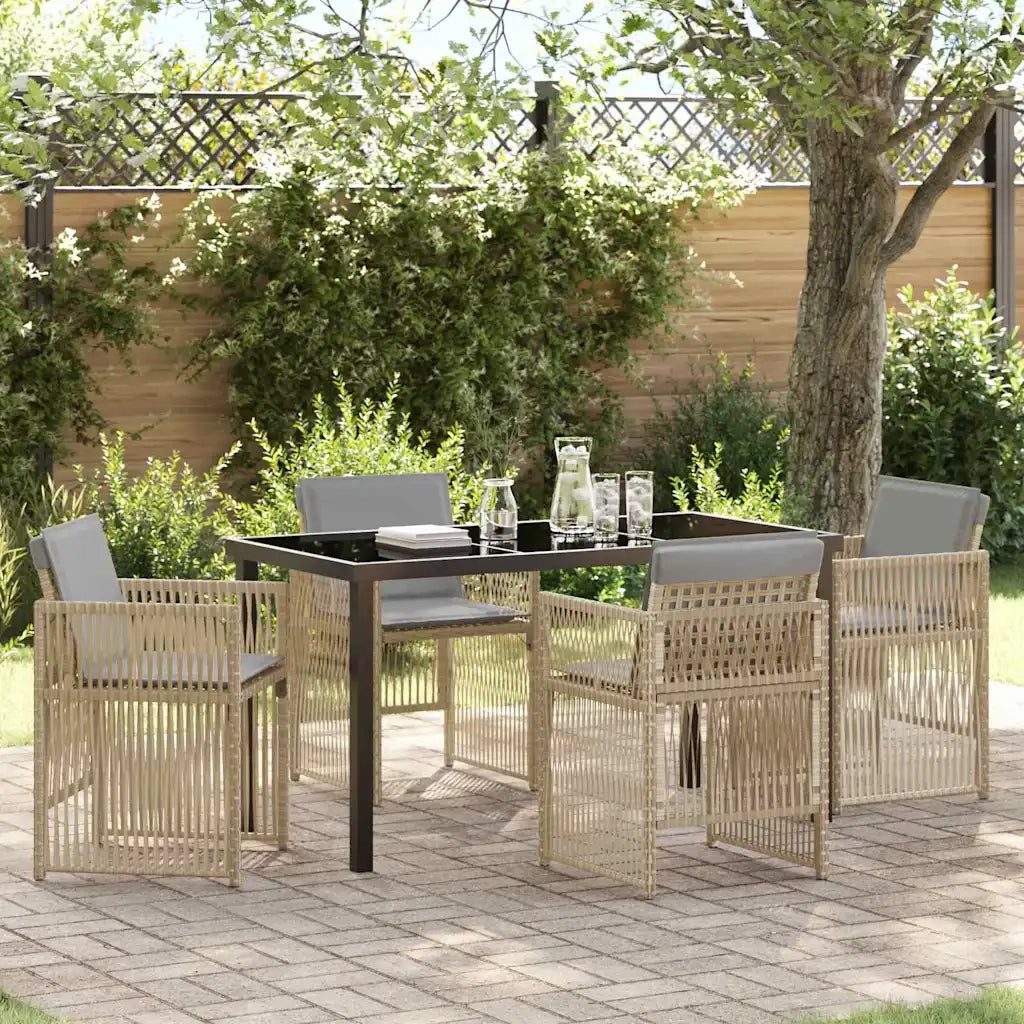 Set da Pranzo per Giardino 5 pz | Set Salotto da Giardino Beige