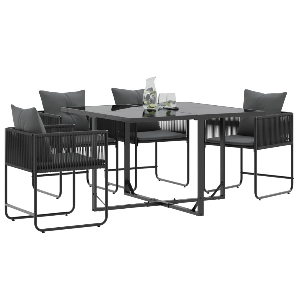 Sedi da Giardino con Cuscini 4 pcs Nero Rattan Polimerico