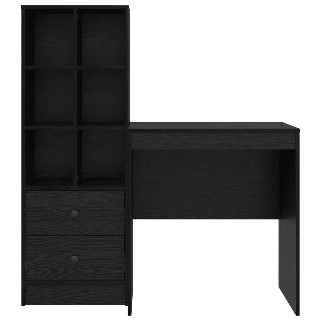 Scrivania con cassetto con lo scaffale 2 pcs Rovere Nero 3337346