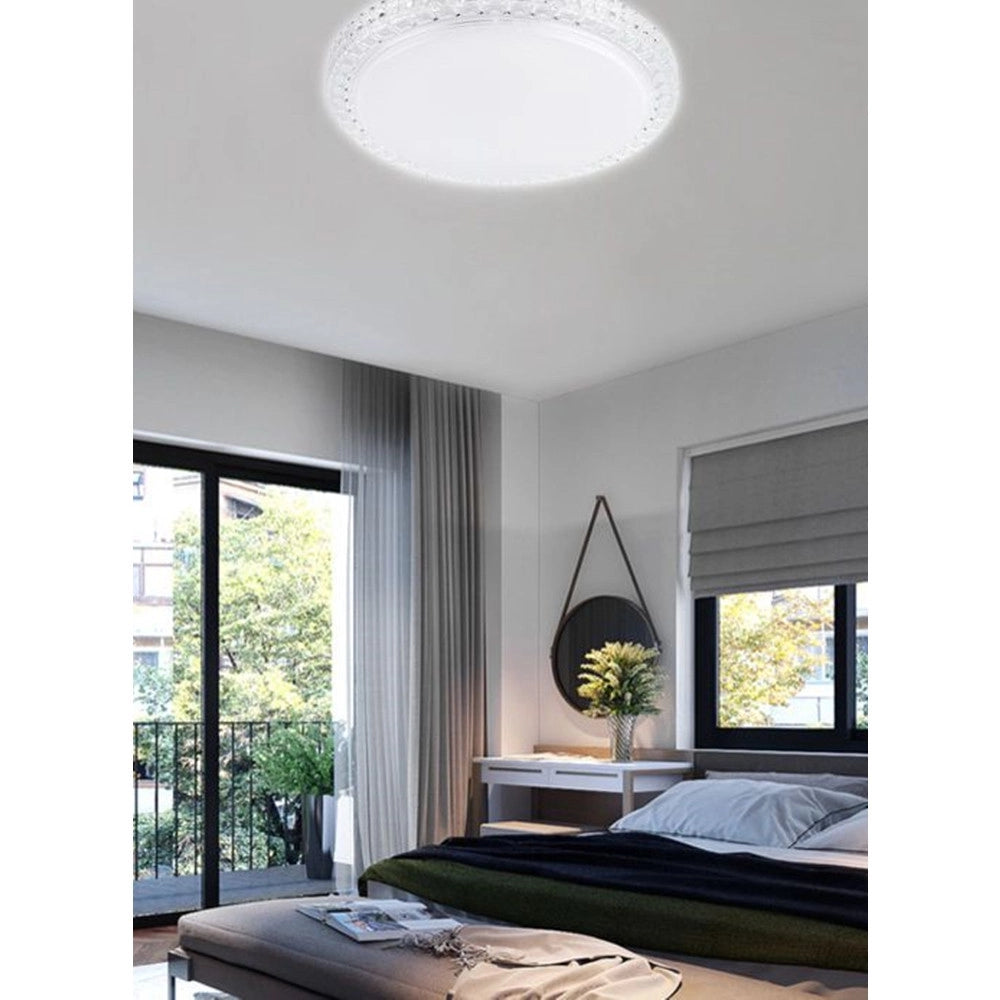 Trade Shop - Plafoniera Da Soffitto Interno 45w Bordo Cristalli Luce Fredda Fst-40a26584 40cm -