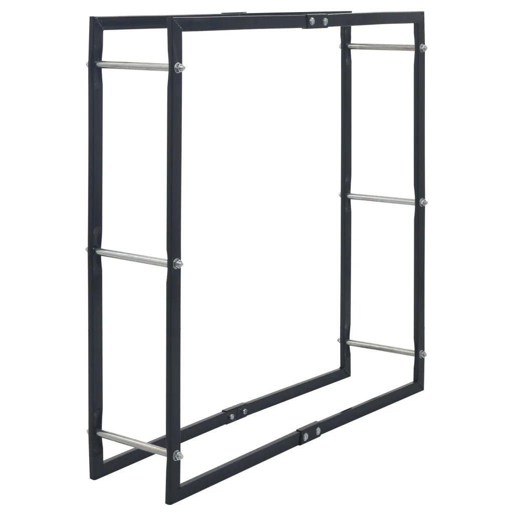 Rastrelliera per Legna da Ardere Nera 100x25x100 cm in Acciaio cod mxl 6347