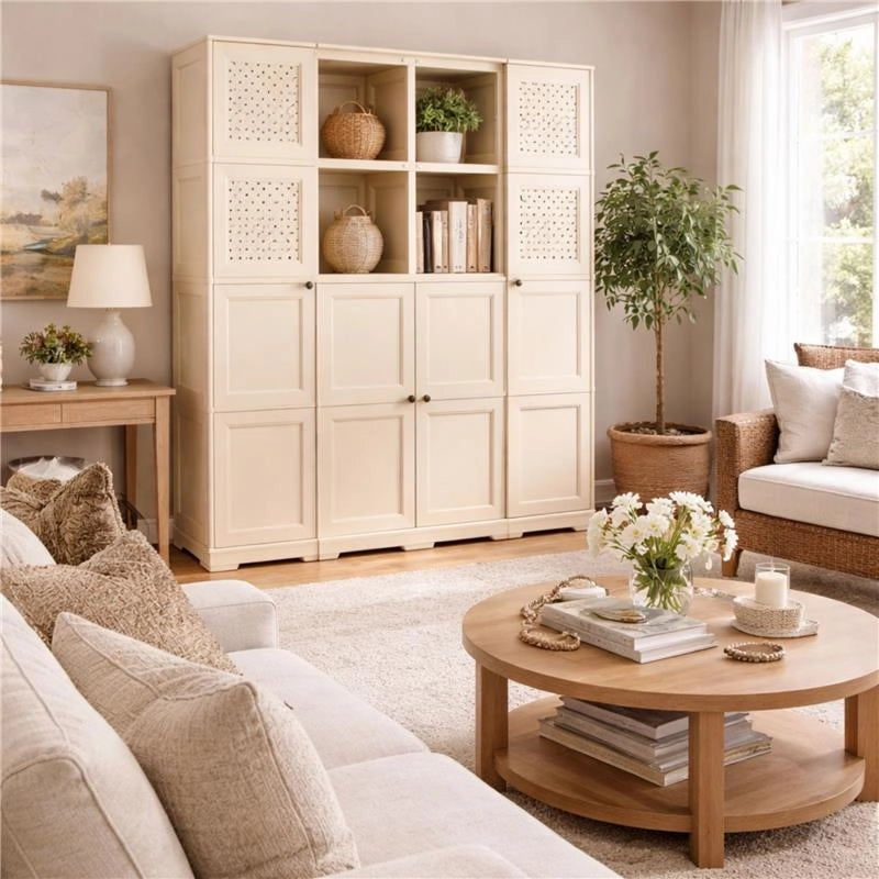 ARMADIO 4 ANTE ANGORA 157X43X164 CM CON 4 RIPIANI – MOBILE ALTO CONTENITORE PER ORGANIZZAZIONE CASA E ZONA GIORNO