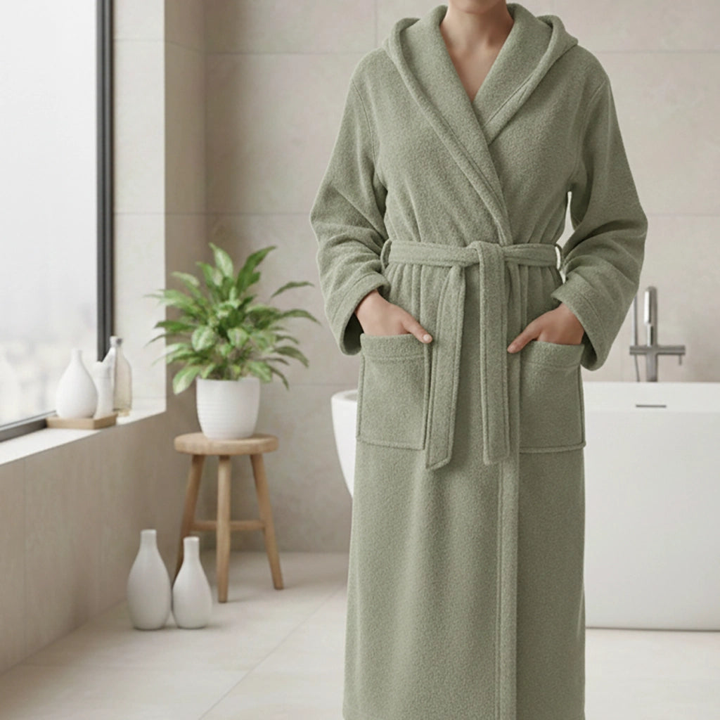 Satina, Accappatoio 100% Cotone con Cappuccio, Verde Menta