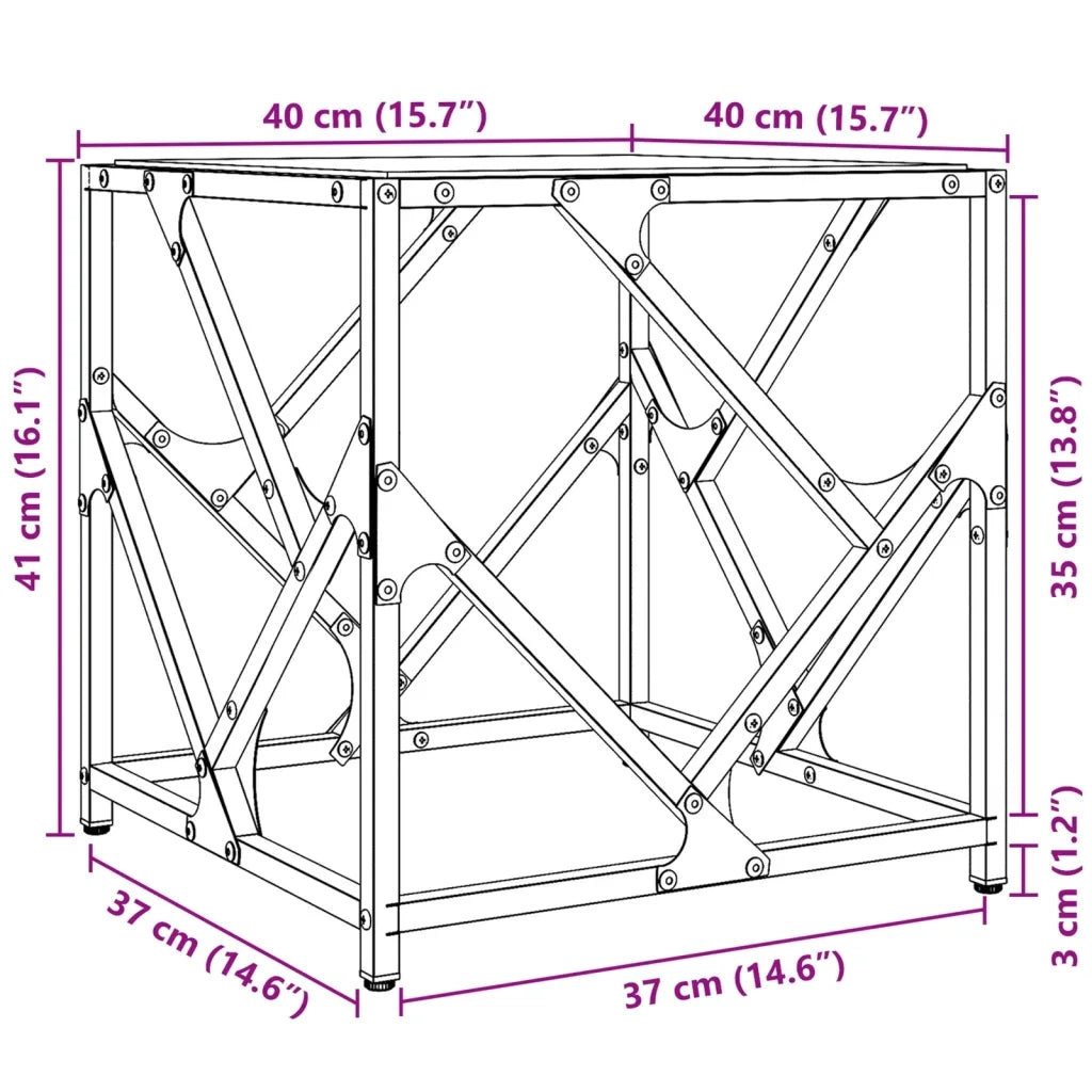 2 pz Tavolini da salotto | Tavolino da caff¨¨ | Tavolino da Soggiorno con Piano in Vetro Trasparente 40x40x41cm Acciaio