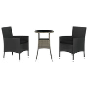 Set Bistr¨° da Giardino 3 pz | Set Salotto da Giardino con Cuscini in Polyrattan Nero