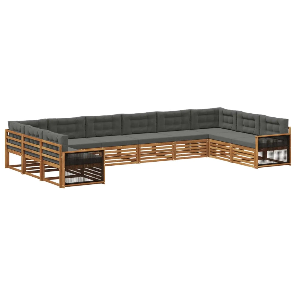 Set divani con cuscino 10 pcs Legno di Acacia Massello