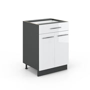 Vicco Mobiletto base per cucina Bianco lucido 60 cm con cassetto, senza piano di lavoro
