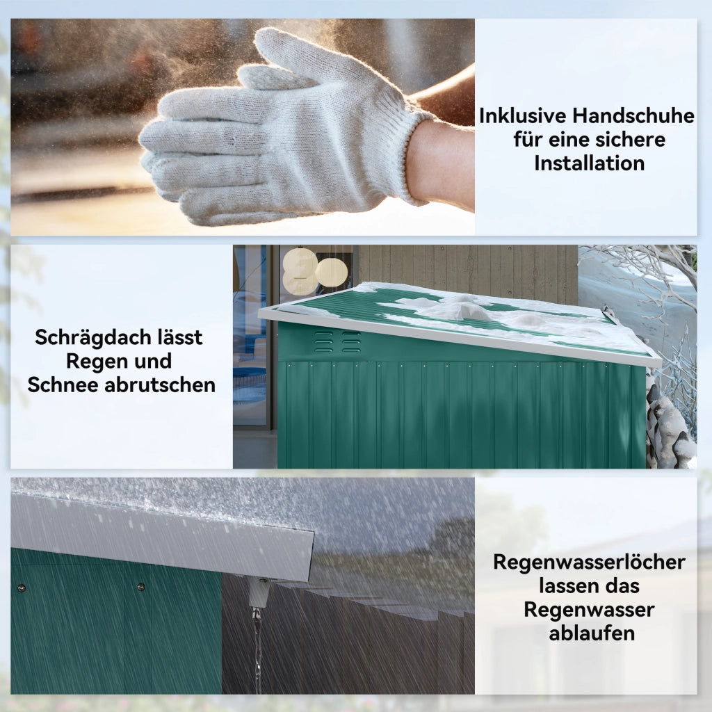 Capannone in metallo per giardino ¨C zephmum ¨C Verde 260x177x190 cm