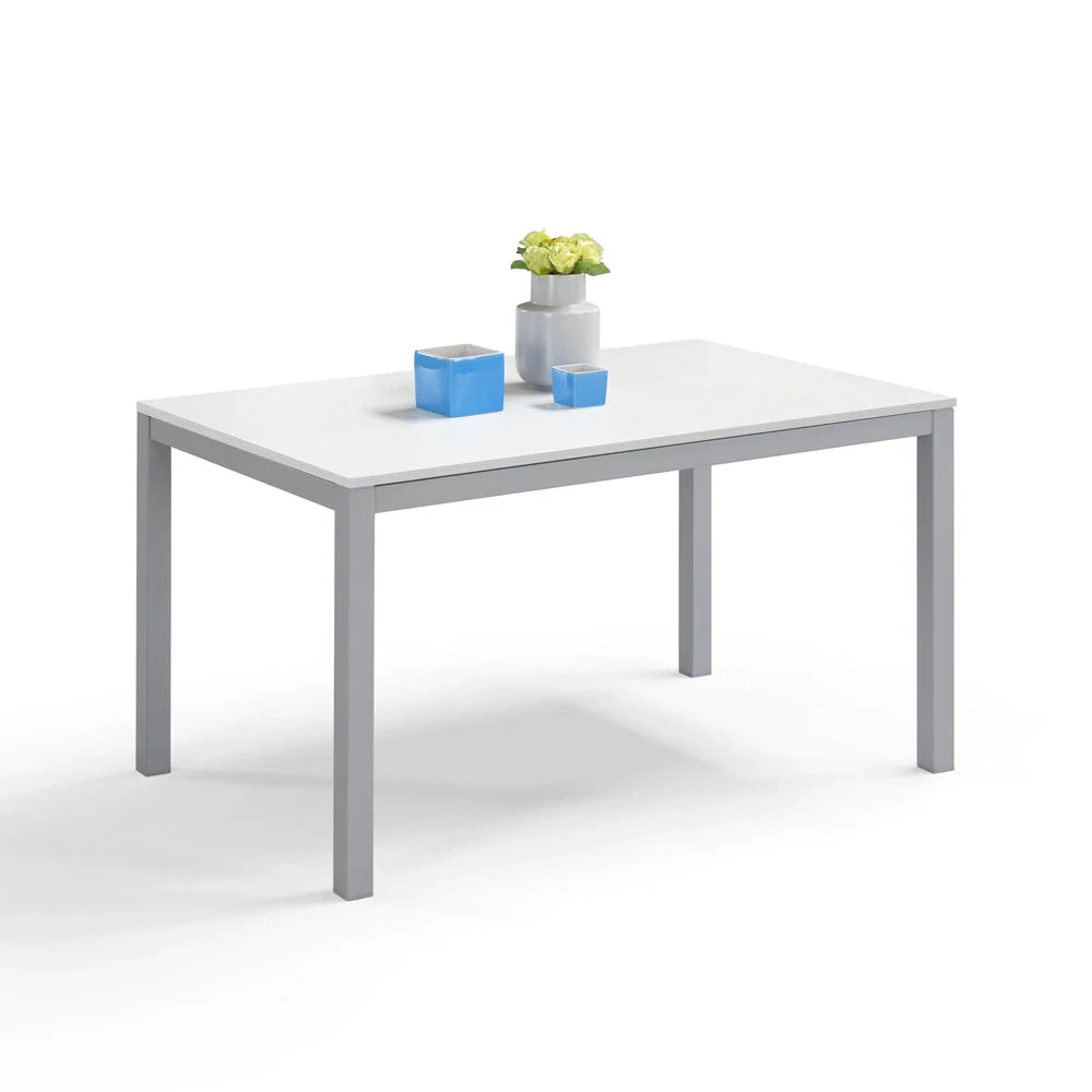 Tavolo da pranzo allungabile 130x80 Bianco Frassino modello GIOTTO MADE IN ITALY con allunga laterale 40 cm per sala da pranzo, cucina e soggiorno, design moderno