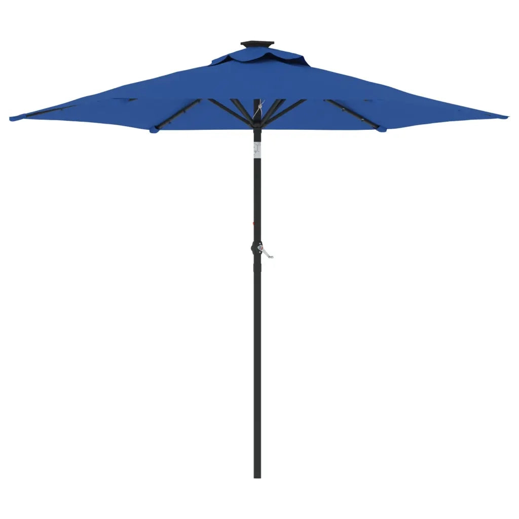 vidaXL Ombrellone Giardino con LED Palo Acciaio Azzurro 225x225x212 cm