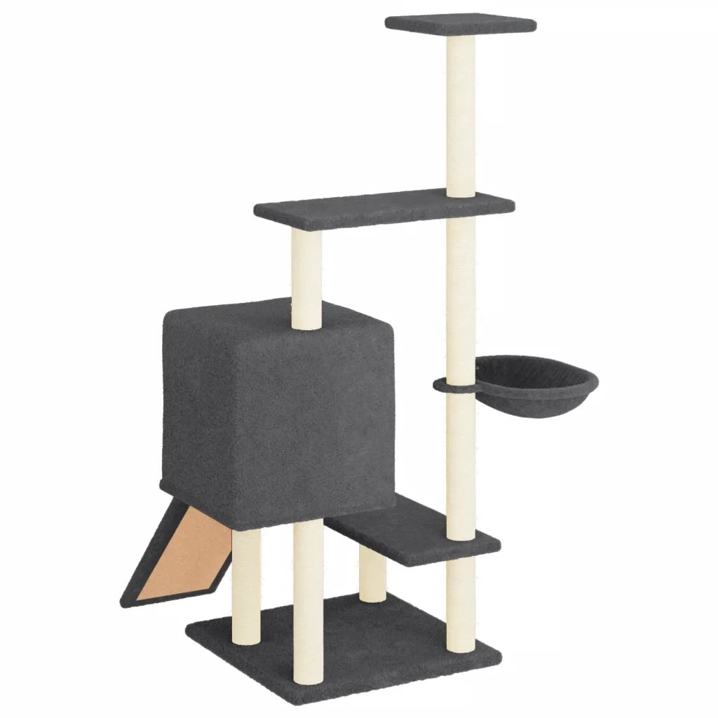 Albero per Gatti con Tiragraffi in Sisal Grigio Scuro 130,5 cm CFW6008299