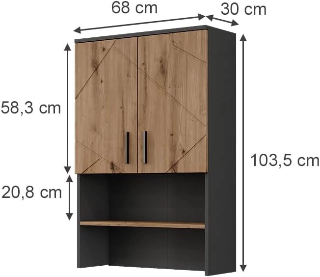 Struttura per mobile lavatrice Irma, Antracite/Artisan, 68 x 103.5 cm con 2 porte