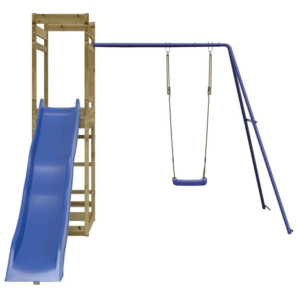 Area giochi all'aperto con altalene scivolo e robuste strutture per arrampicarsi  giochi da giardino 246 x 349 x 207 cm legno di pino impregnato 02_0005023