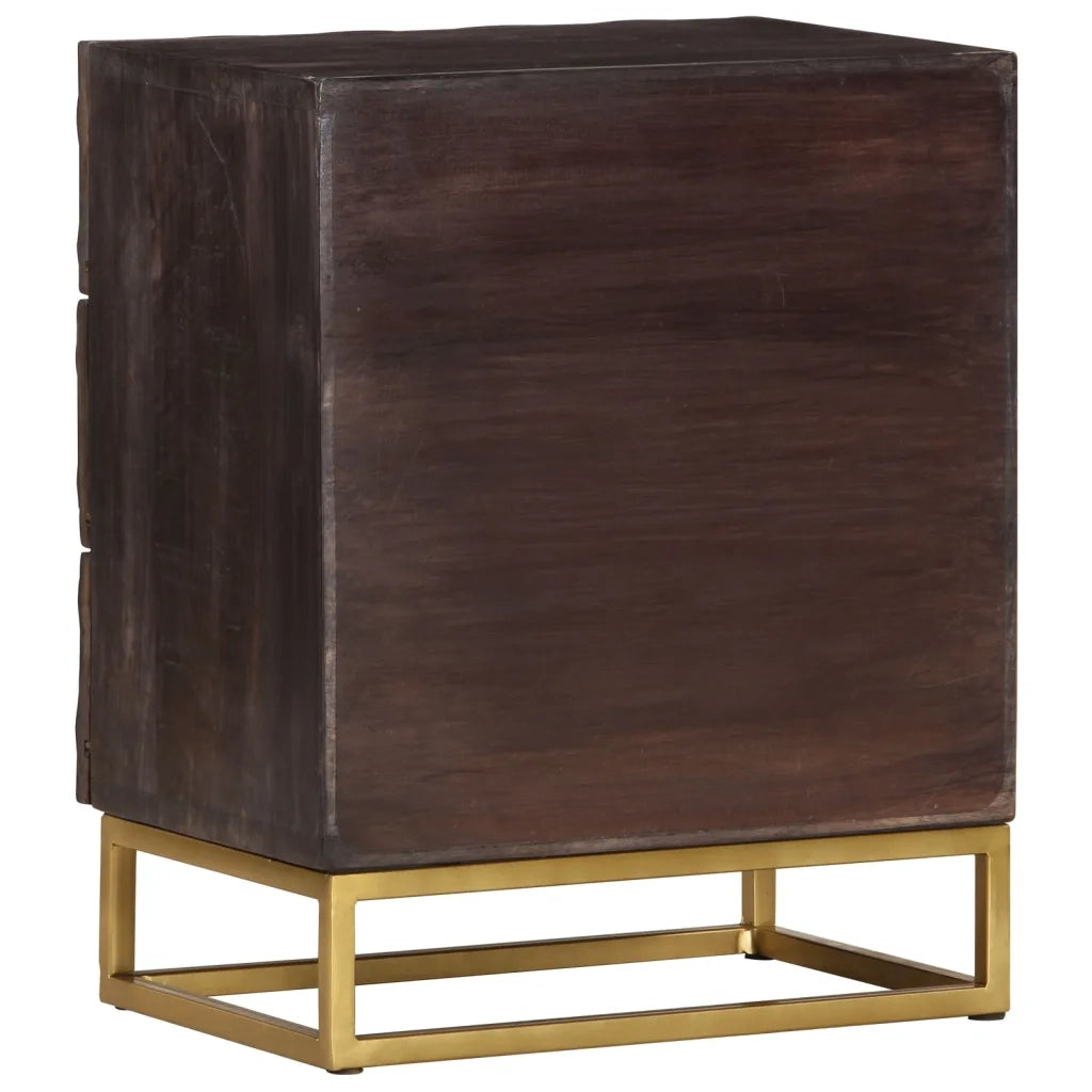 Comodino | Armadio da Notte | Mobiletto da notte Nero 40x30x50 cm in Legno Massello di Mango