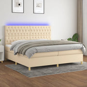 Letto a Molle Materasso e LED bianco 200x200cm in Tessuto 3135706