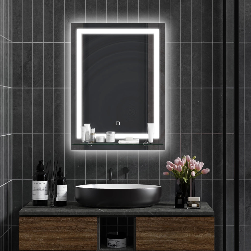 Specchio LED Bagno Dimmabile Antiappannante Touch ¨C zephmum ¨C Argento 50x70 cm