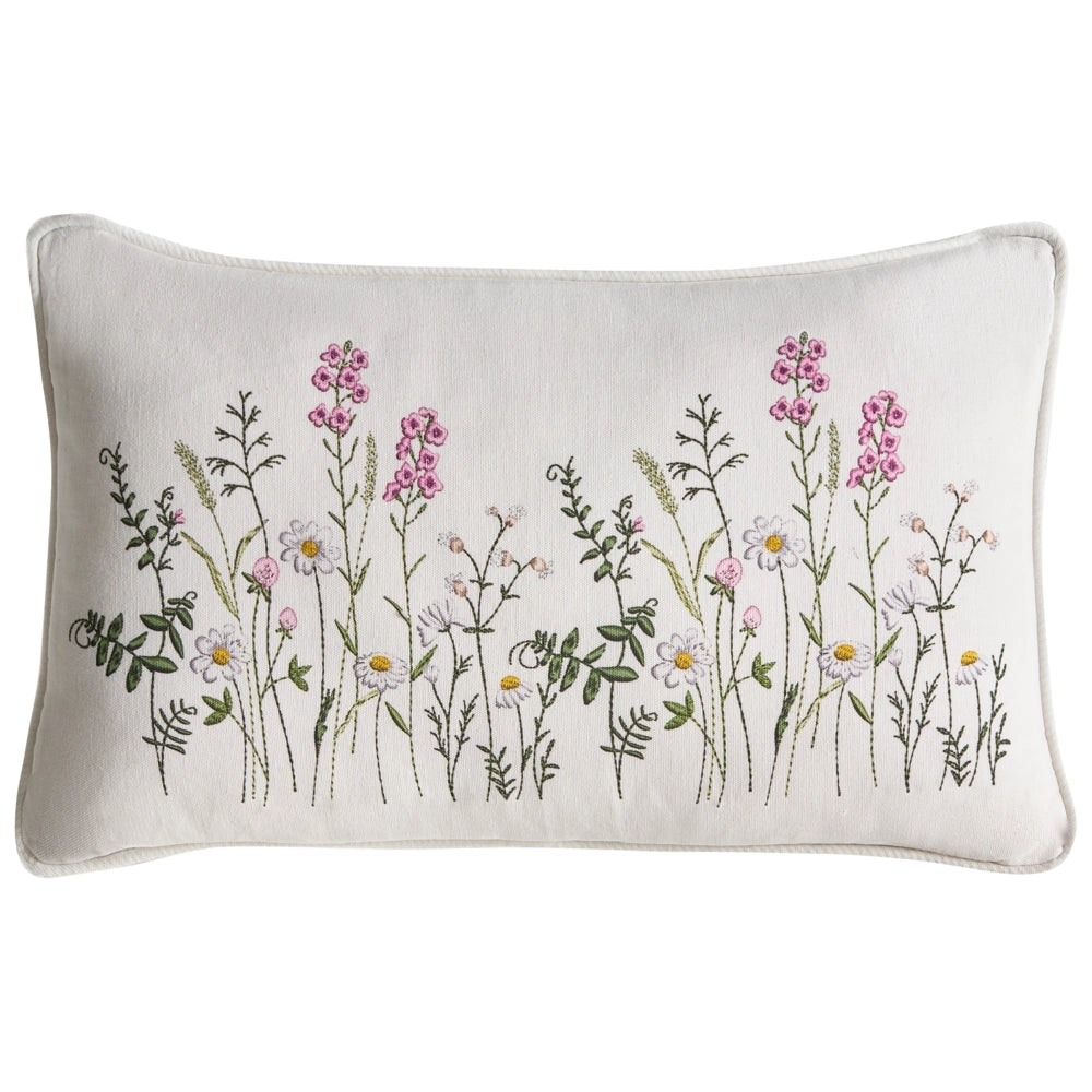 Set di 2 cuscini decorativi in tessuto di cotone bianco e rosa con motivo floreale, 30 x 50 cm