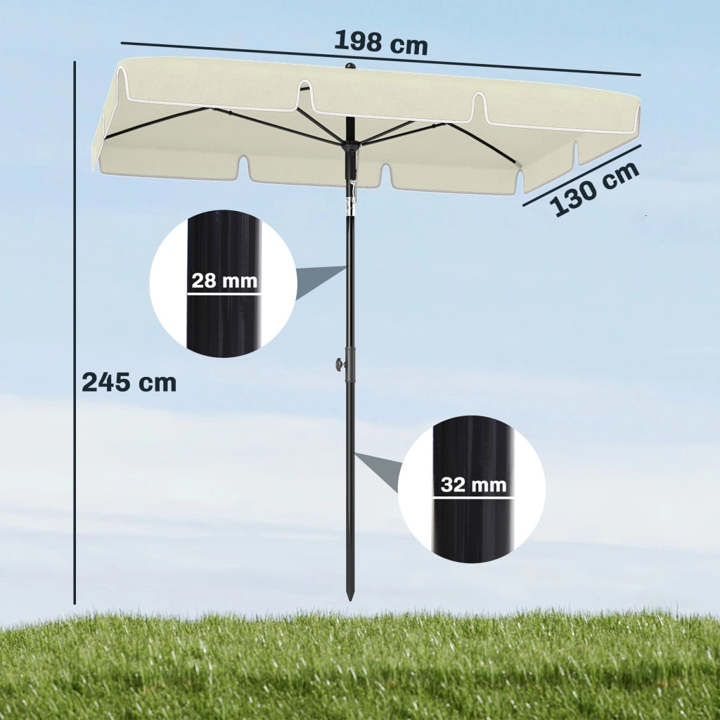 Ombrellone da Giardino Rettangolare ¨C zephmum ¨C Beige e Nero 2x1.3 m