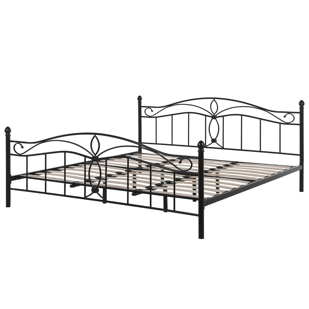 Letto Nero 180 x 200 cm Metallo Vintage letto grande camera da letto
