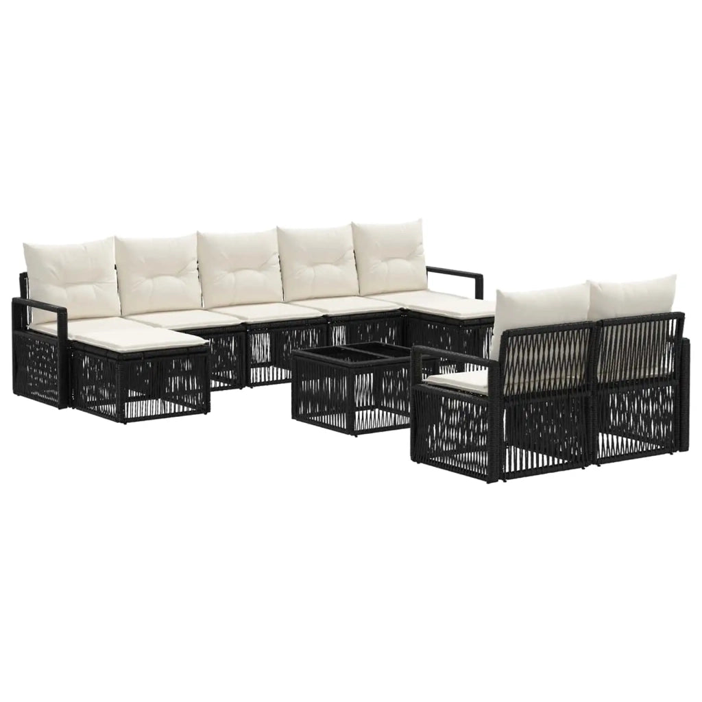 Set Divano da Giardino 10 pcs Nero polyrattan 3435841